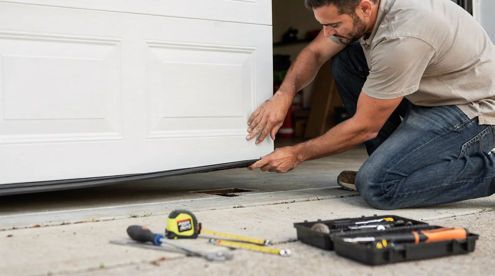 If the gap is only a few centimeters wide, replacing the weatherstripping is a common