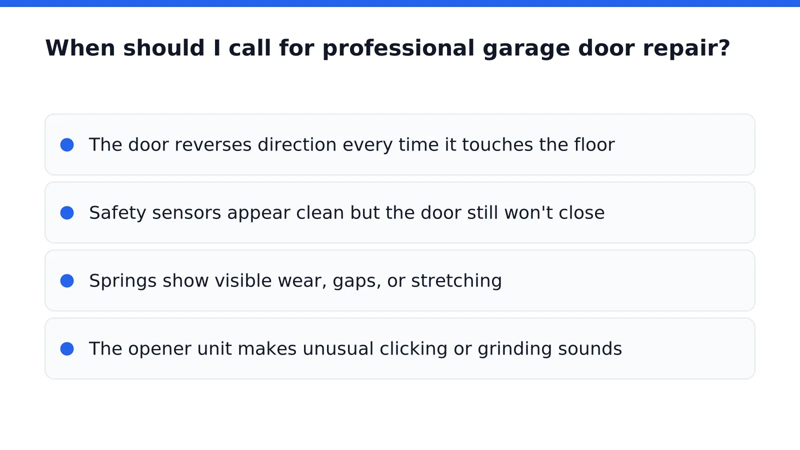 When should I call for professional garage door repair